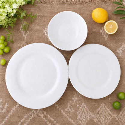 Melamine Dinnerware Sets-12 Pcs Dinner Dishes Set for 4,White Melamine Dinner Plates Set of 12,Rv White Plates Set, Kitchen Plates and Bowls Set,Dishwasher Safe, Unbreakable,Lightweight7