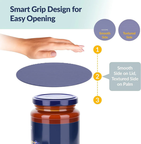 Silicone Jar Opener Gripper Pads, 6 in for Seniors, Neutral, 4 Pack | Textured Back Pattern for Superior Grip, Food-Grade Silicone, Heat-Resistant Multi-Use Kitchen Pad for Jars, Pots, Spoons2