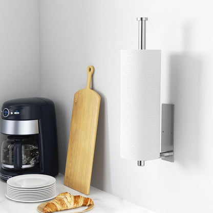 Paper Towel Holder,Self-Adhesive or Drilling， Brushed Nickel, 1 Pack | SUS304 Stainless Steel,Kitchen Roll Dispenser under Cabinet，Wall Mounted Rack2