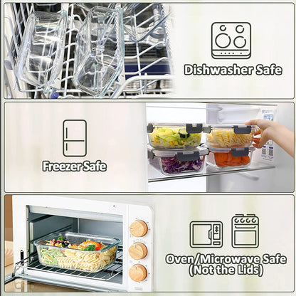 10 Pack Glass Food Storage Containers with Lids, Gray4
