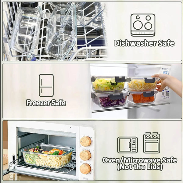 10 Pack Glass Food Storage Containers with Lids, Gray4