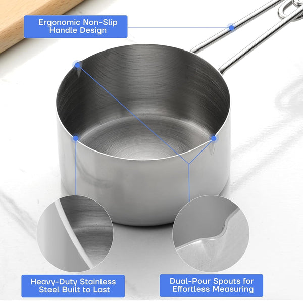 10-Piece Stainless Steel Measuring Cups and Spoons Set for Home Baking Essentials, Dishwasher Safe Kitchen Tools3