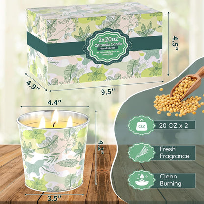 Citronella Candles Outdoor & Indoor, 40Oz Large Citronella Candle 200H Burning Long Lasting, Soy Scented, 3-Wick Natural Soy Wax for Patio, Garden, Backyard, Camping, Cookout2