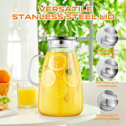 Glass Pitcher with Lid and Handle, Glass Water Pitchers, 1 Gallon | Thickened Borosilicate Glass Iced Tea Pitcher, Drip-Free Spout, Heat Resistant, Stovetop Dishwasher Safe Jug Jar4
