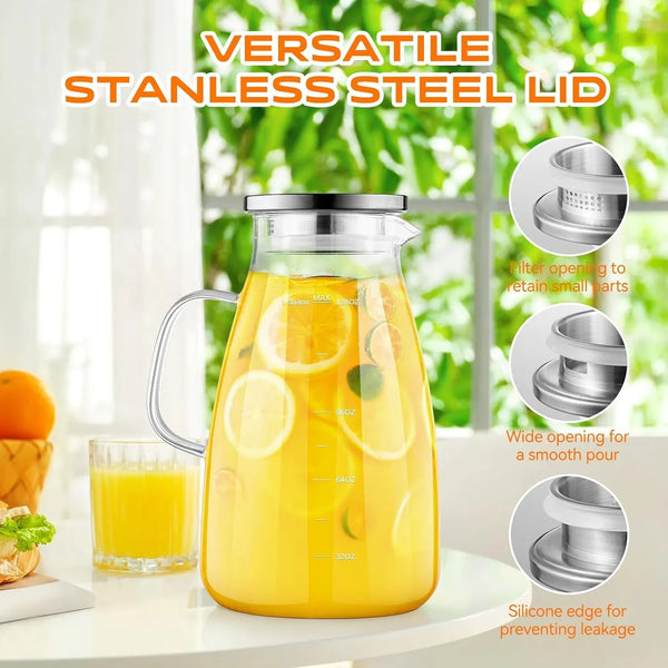 Glass Pitcher with Lid and Handle, Glass Water Pitchers, 1 Gallon | Thickened Borosilicate Glass Iced Tea Pitcher, Drip-Free Spout, Heat Resistant, Stovetop Dishwasher Safe Jug Jar4