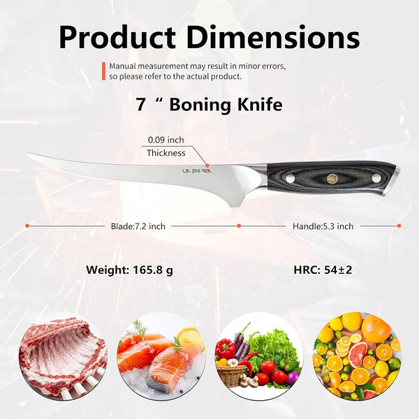 Fillet Knife, 7 Inch Super Sharp Boning Knife in High Carbon Stainless Steel for Meat Poultry Cutting,Full Tang Ergonomic Handle – Artisan Series2