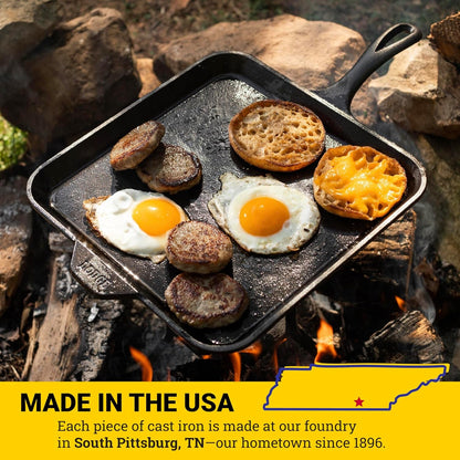 Pre-Seasoned Cast Iron Square Griddle, Pfas-Free, 11 Inches | Cast Iron for Pancakes, Eggs, Bacon & Grilling Favorites, Durable & Even Heat Distribution, Non-Toxic, Made in USA6