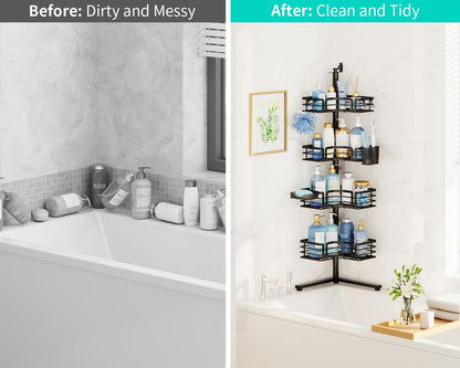 Corner Shower Caddy Stand - 4-Tier Adjustable Shower Shelves, Black6