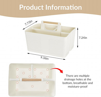 Shower Caddy Portable and Cleaning Caddy Organizer for Bathroom, Kitchen,Toiletries Storage, Caddy Organizer with Handle, Rust-Resistant, Durable Material(Milky White, 9.36"L×7.73"W×7.24"H)3