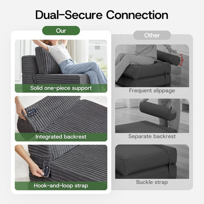 Folding Sofa Bed Convertible 4 in 1 Sleeper Chair Gray Single6