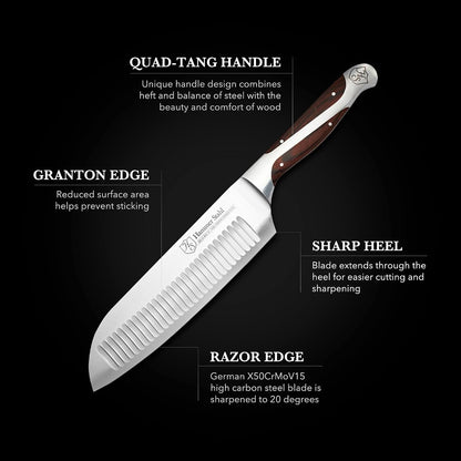 5.5 Inch Japanese Style Santoku Knife |  | High Carbon Stainless Steel Kitchen Knife | Razor Sharp Multipurpose Chopping Knife for Meat, Vegetable & Fruit with Ergonomic Handle & Gift Box6