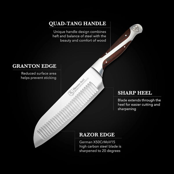 5.5 Inch Japanese Style Santoku Knife |  | High Carbon Stainless Steel Kitchen Knife | Razor Sharp Multipurpose Chopping Knife for Meat, Vegetable & Fruit with Ergonomic Handle & Gift Box6