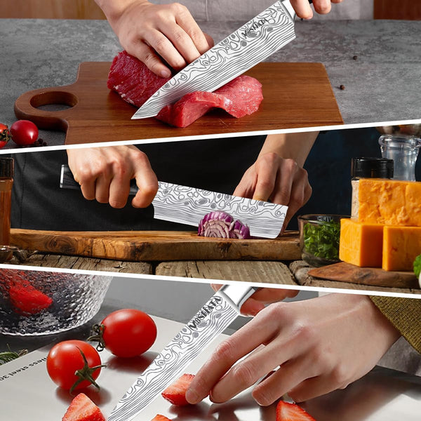 Professional Chef Knife Set with German High Carbon Stainless Steel Kitchen Knife Set 3 Pcswith Finger Guard,Knife Sharpener,Knives Set for Kitchen with Gift Box8