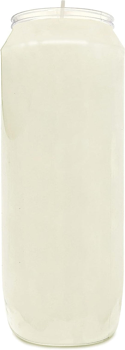 9 Day Prayer Candles 7 Inch Tall Pillar Candles for Religious, Memorial, Party Decor, Vigil and Emergency Use - Vegetable Oil Wax in Plastic Jar Container, White (Pack of 10)4