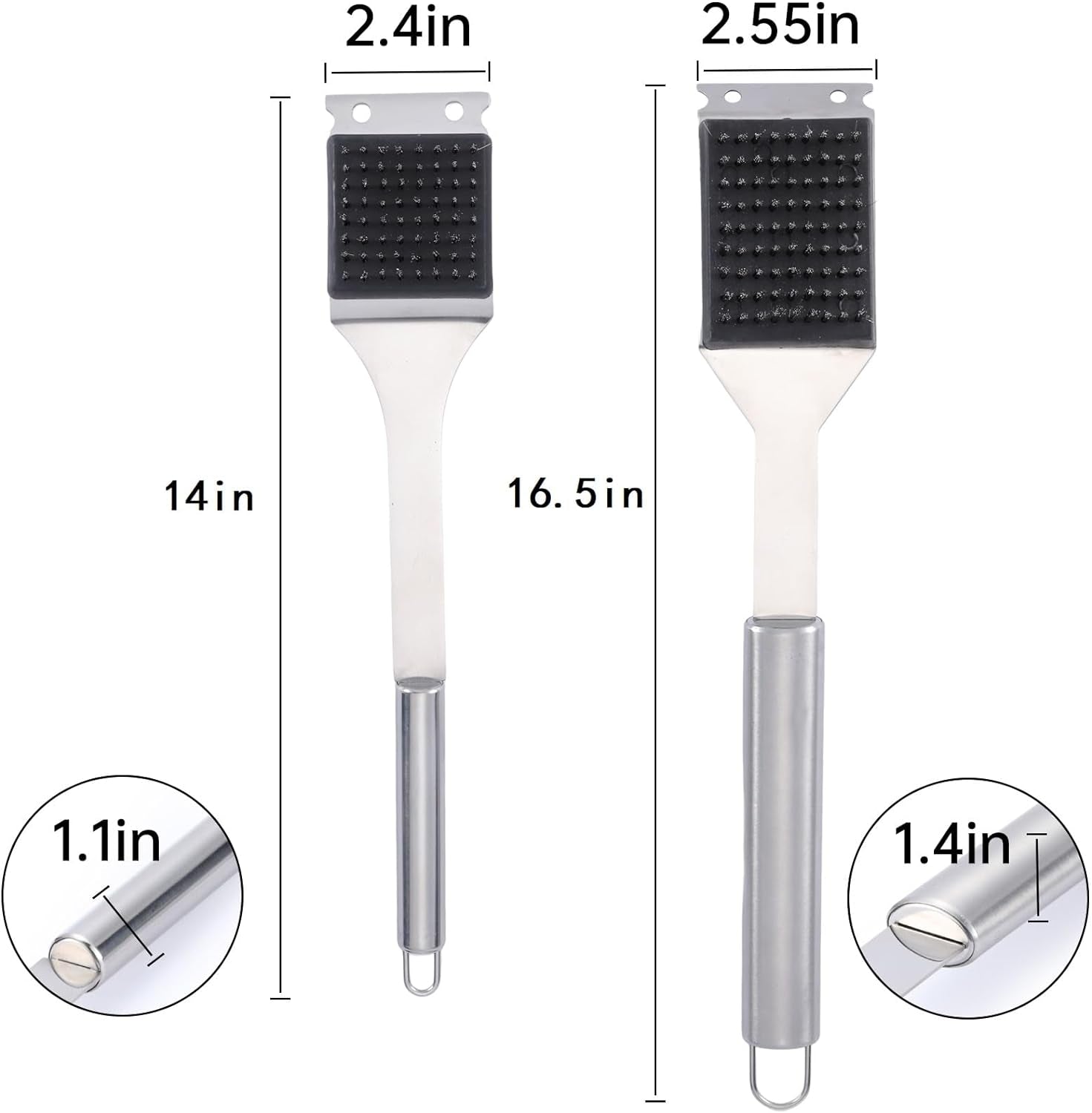 2-pack-grill-brush-and-scraper-16-5-14-wire-bbq-grill-brush-for-outdoor-grill-304-stainless-steel-cleaning-brush-bbq-grill-accessories-safe-grill-cleaner-brush-ideal-gift-for-men-dad-bbq-brush