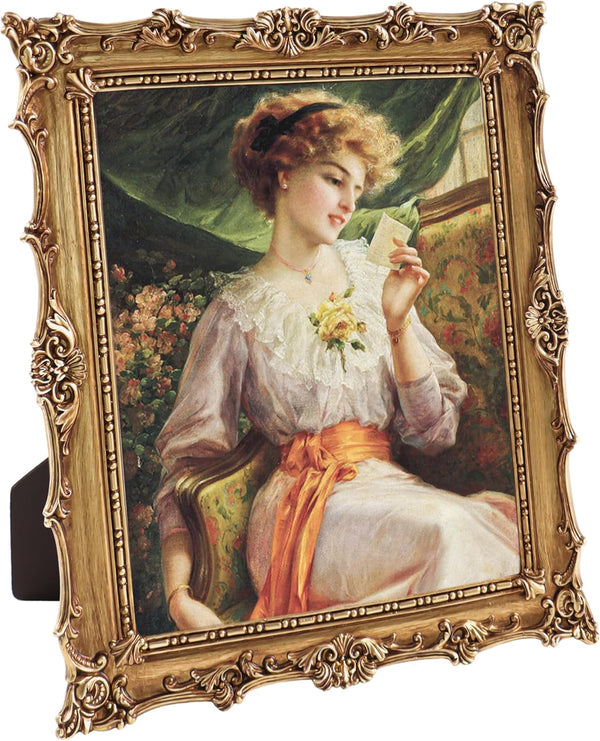 8X10 Vintage Photo Frames, Gold Hand-Crafted Resin Photo Frame with Easel & Hook, Home Ornament for Tabletop or Wall Mount1