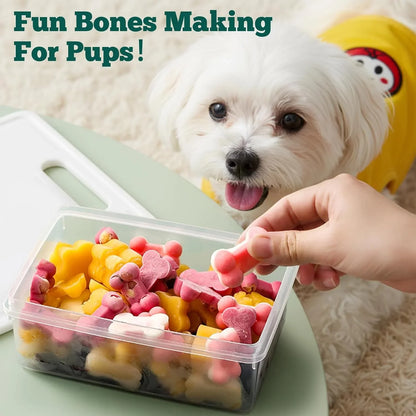4 Pack Silicone Dog Treat Molds with Container and Ice Tong, Non-Stick Puppy Paw and Bone Shaped Set with Bin, Silicone Mold for Pupsicle, Chocolate, Gummy, Candy, Baking, Jelly, Ice Cube, Pudding5