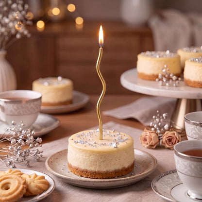 12 Pcs Twisted Birthday Candles with Holders, Gold5