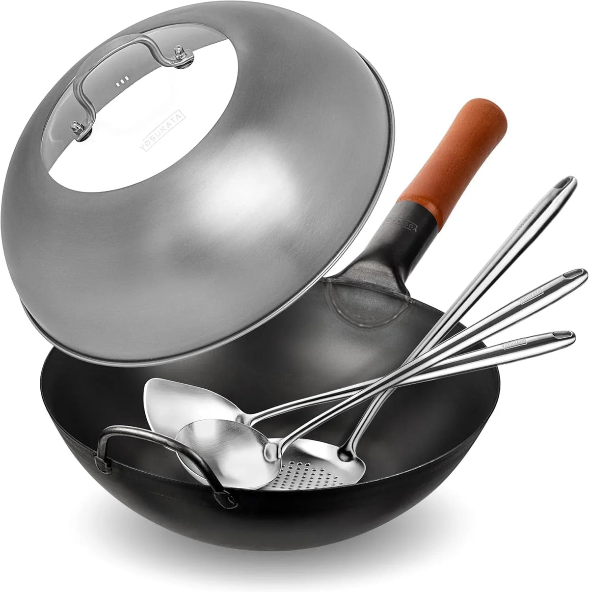 carbon-steel-wok-pan-11-8-woks-and-stir-fry-pans-wok-lid-11-4-in-premium-stainless-wok-cover-with-tempered-glass-17-wok-spatula-and-ladle-skimmer-spoon