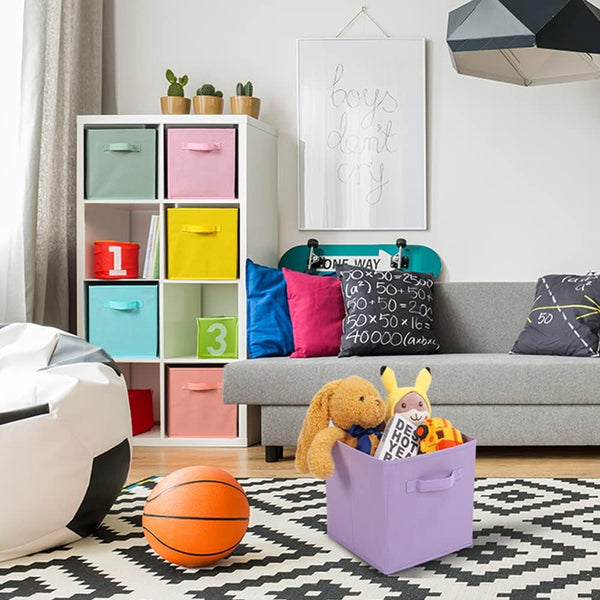 13X13X13 Inch Fabric Storage Bins 6 Pack Fun Colored Durable Storage Cubes with Handles Foldable Cube Baskets for Home, Kids Room, Closet and Toys Organization Multi Colors5