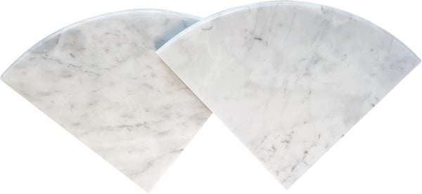 2 Pcs Marble Shower Corner Shelf for Bathroom, 9 Inch X 9Inch Gray Veins and Soft White Marble Corner Shelves for Bath Wall Mounted Both Side Polished1