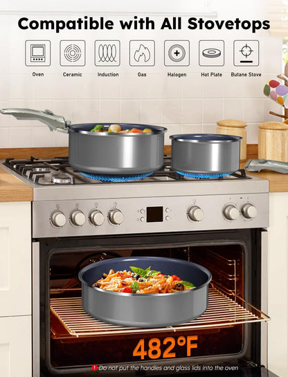 Pro  Ceramic Pots and Pans Set & 2026 Upgraded Hybrid 3-Ply Stainless Steel Frypan, 2X Non Stick, High Heat Sear, PFAS PTFE PFOA Free Non Toxic Induction Cookware,Removable Handle,Oven Safe,12Pc9