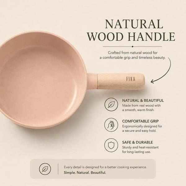 FIKA Small 7-Inch Deep Ceramic Coated Wok Pan, Nonstick Stir Fry & Soup Pan with Natural Wooden Handle, Induction Compatible for All Stovetops, Made in Korea, Made in Korea (18Cm)4
