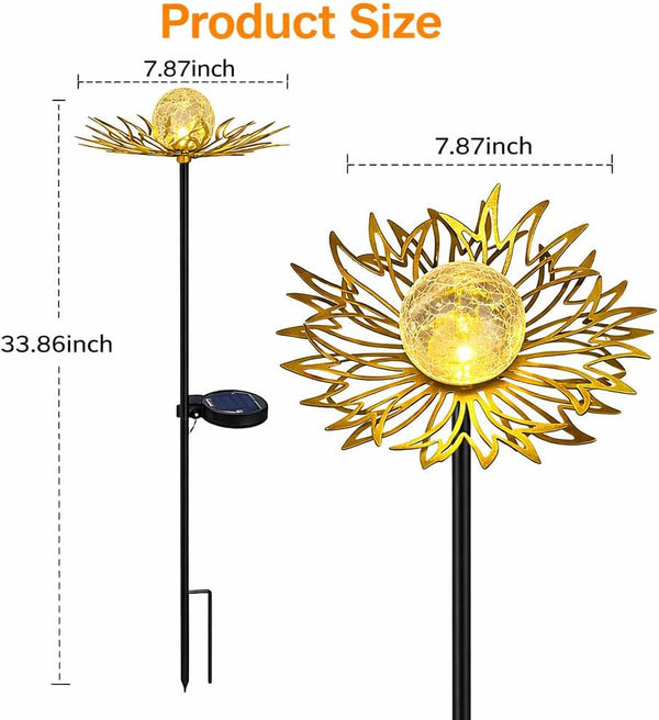 Solar Garden Lights Outdoor Decor,Gold Flower Stake Light7