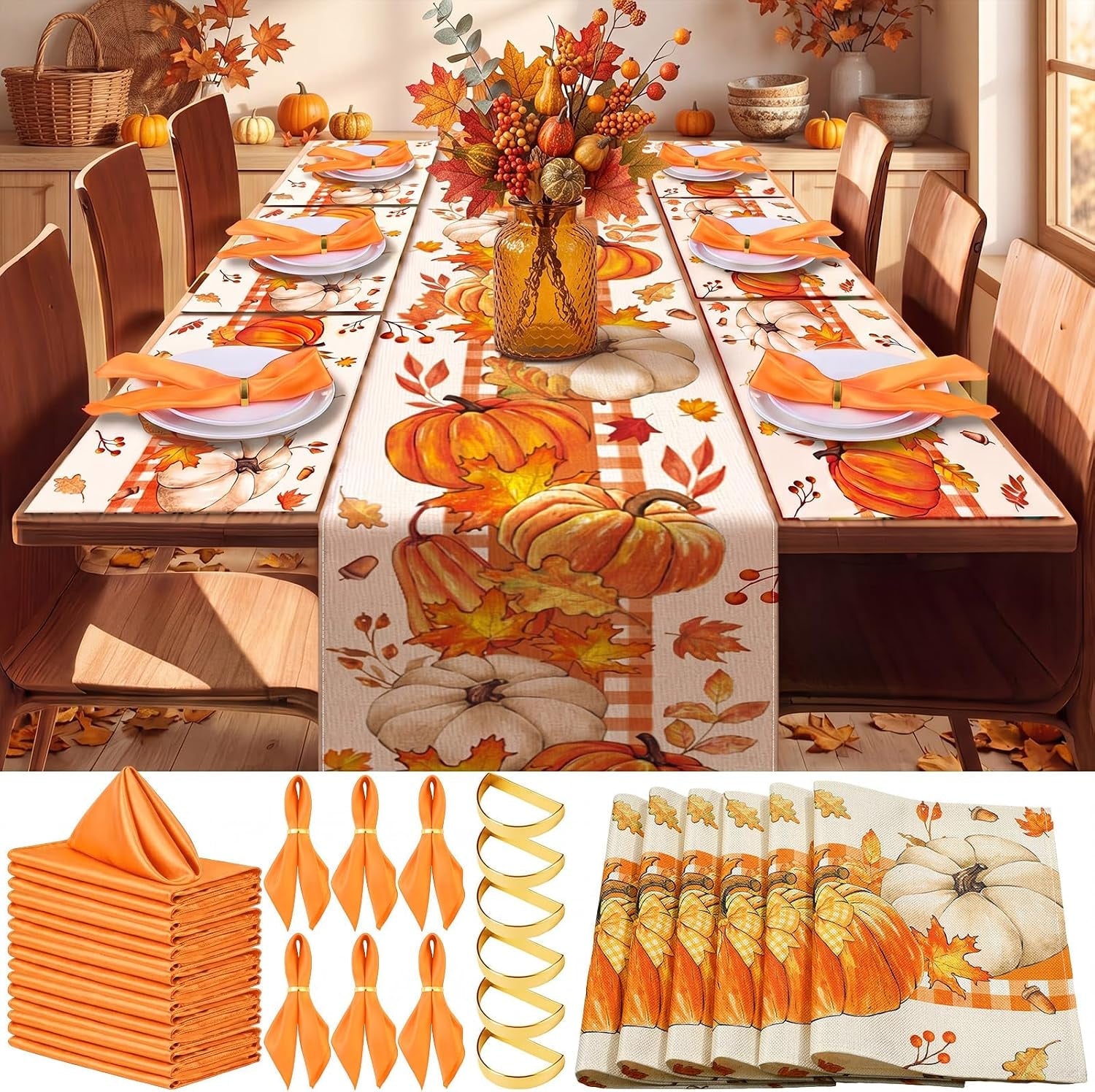 19-pcs-fall-table-runner-and-placemats-set-fall-pumpkin-runner-placemats-napkins-napkin-rings-kitchen-dining-table-decoration-for-autumn-harvest-thanksgiving-party-decor