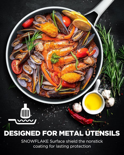 Non Stick Frying Pans,12-Inch Stainless Steel Skillet,Pan with Lid | Hybrid Nonstick | Pfoa-Free | Non-Toxic | Induction Compatible | Oven & Dishwasher Safe5