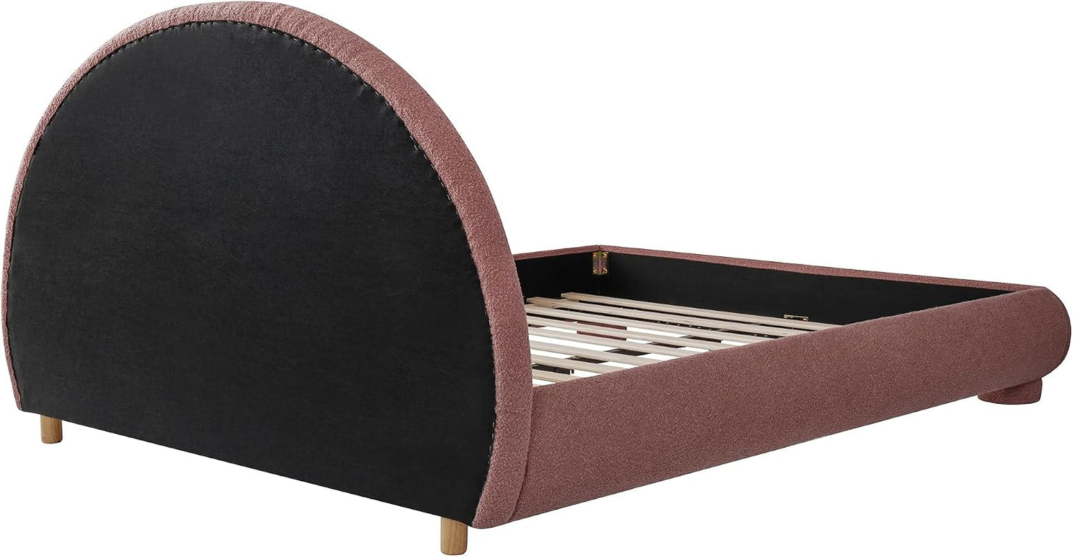 boucle-upholstered-platform-bed-with-arched-headboard-queen-red