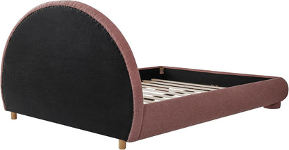 Boucle Upholstered Platform Bed with Arched Headboard, Queen, Red7
