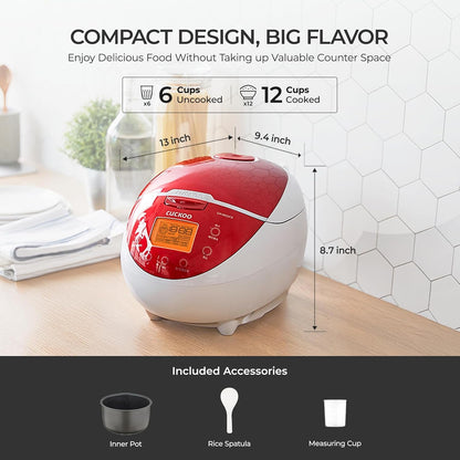 CUCKOO Micom Rice Cooker 6 Cup Uncooked / 12 Cup Cooked, Fuzzy Logic Rice Maker with Delay Timer & Keep Warm Setting, Versatile Food Steamer for Cooking, Non-Stick Inner Pot, Red (CR-0655F) | 6-Cup Uncooked Capacity, Nonstick Inner Pot, 8 Cooking Modes, Turbo White Rice in 32-44 Minutes, Auto Clean3