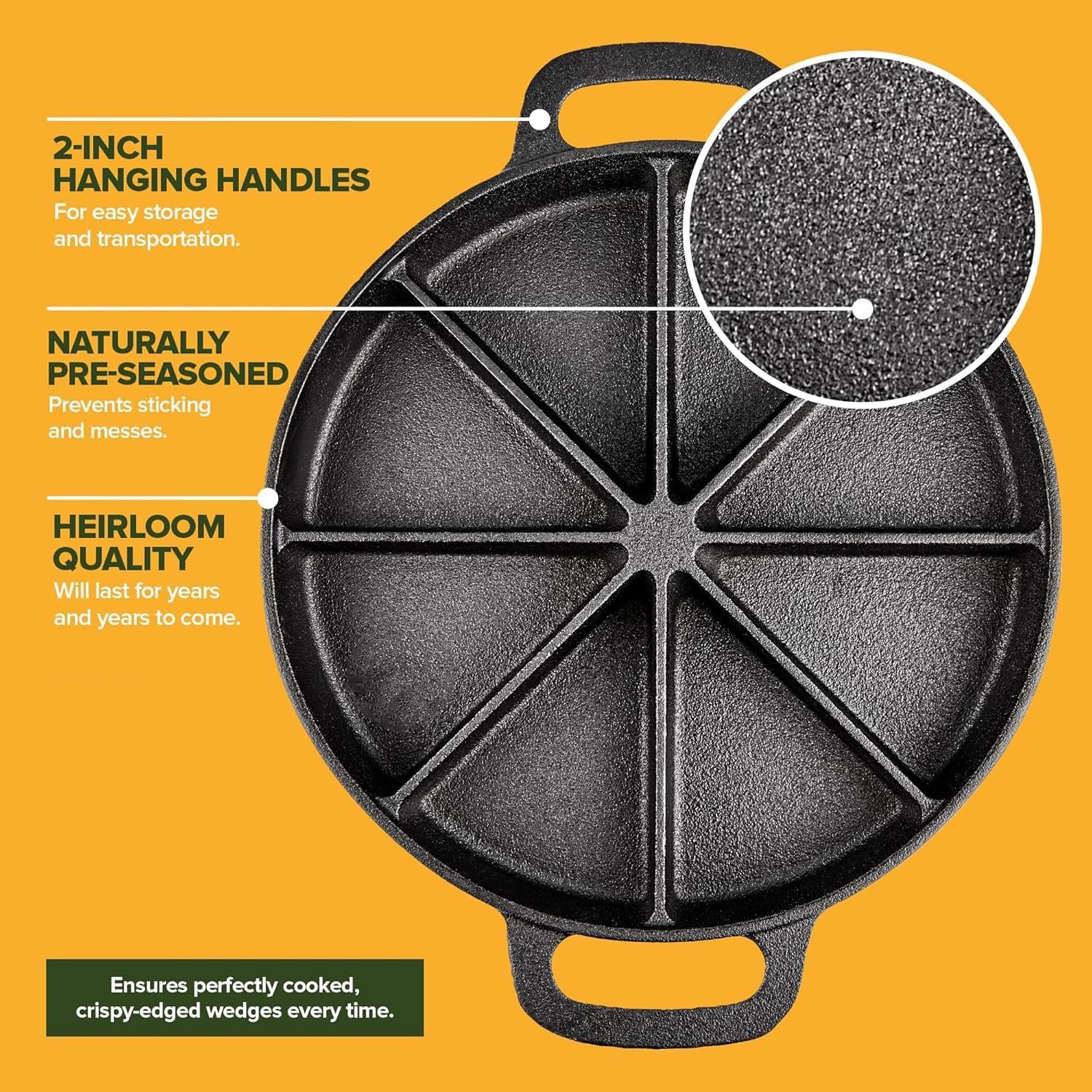 classic-cast-iron-wedge-pan-non-stick-cornbread-skillet-with-easy-transport-handles-8-slice-divided-cast-iron-baking-pan-for-scones-biscuits-breads-desserts