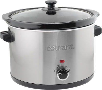 Slow Cooker 5.5 Quart Crock, with Easy Cooking Options, Dishwasher Safe Pot and Glass Lid, Stainless Steel6