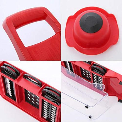 Kitchen Multi-Function Food Slicer, Manual Grater, Vegetable Cutter Chopper, Fruit and Cheese Slicer, 6 Interchangeable Blades with Peeler, Food Storage Container8