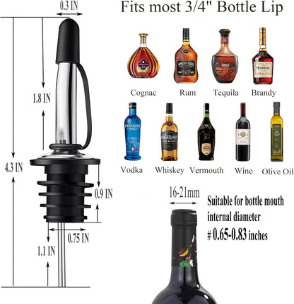 12 Pack Liquor Pour Spout with Dust Caps - Bottle Pourers for Alcohol, Olive Oil - Speed Pourers, Bar Bartender Accessories4