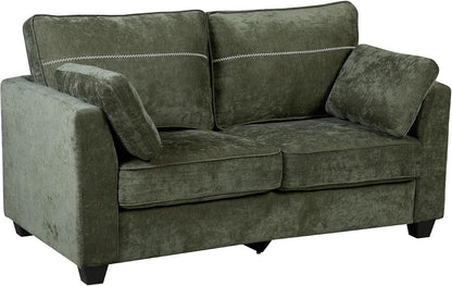 65.4" Loveseat Sofa, Chenille Love Seat with 2 Pillows, Green9