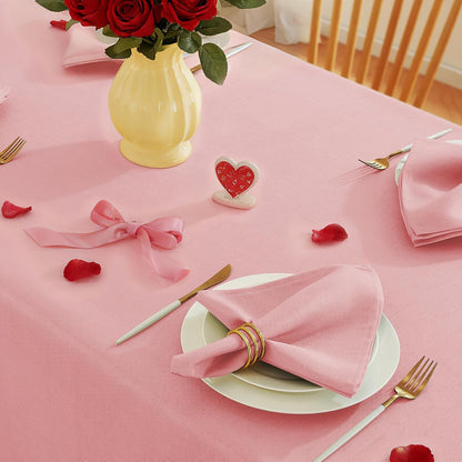 Pink Faux Linen Tablecloth 60X102 Inch Rectangle1