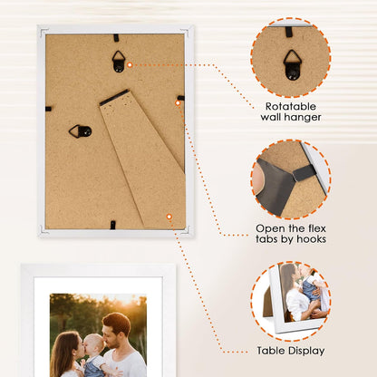 5X7 Picture Frame Bulk-4 Pack, Photo Frame with HD Plexiglass, Display Pictures 4X6 with Mat or 5X7 without Mat, White Picture Frames Collage Wall Decor, Wall & Tabletop Picture Frames5