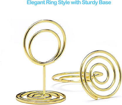 20Pcs Mini Place Card Holders, Cute Table Number Holders, Small Size Table Card Holder Tables Number Stands, Wire Photo Picture Menu Clips for Wedding Centerpieces, Anniversary Party (Gold)4