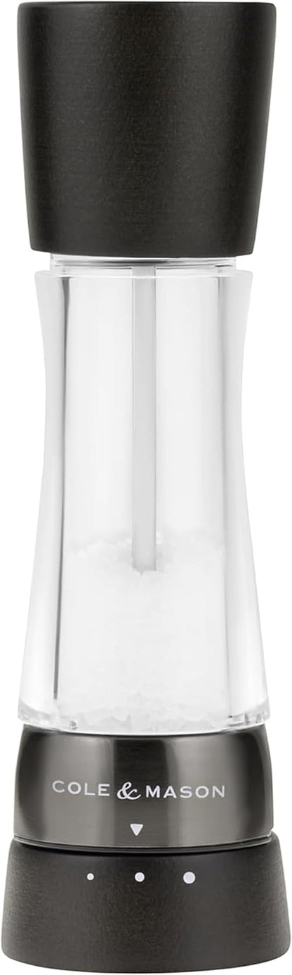 Cole & Mason Derwent Salt Mill - Gourmet Precision Salt Grinder - Refillable Seasoning and Spice Tools - Adjustable Seat, Himalayan and Kosher Salt Grinder Settings - Dark Wood1