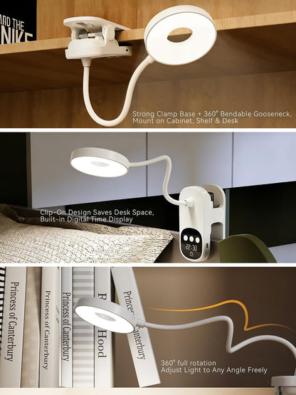 Clip on Desk Lamp Wireless 6000Mah Rechargeable LED Reading Light 3 Colors5