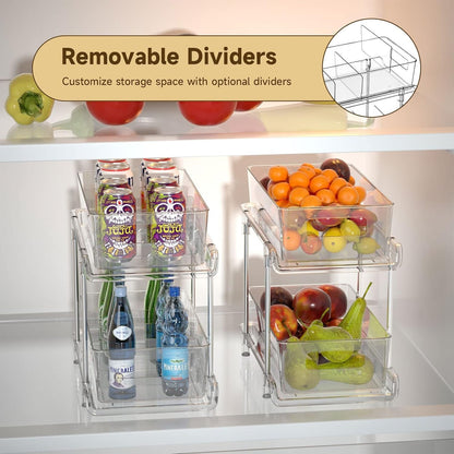 2-Tier Bathroom Organizer with Dividers, Clear under Sink and Pull-Out Cabinet Organizer for Kitchen and Pantry Storage5