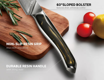Damascus Knife Set 3 PCS, Japanese Chef Knife Set with Resin Handle | Ultra-Sharp Professional Kitchen Knives, 67-Layer Damascus Kitchen Knife Set with VG10 Steel Core, Elegant Box for Men Women3