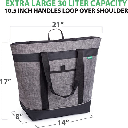 Jumbo Insulated Cooler Bag, Heavy Duty Soft Insulated Grocery Bag, Charcoal2
