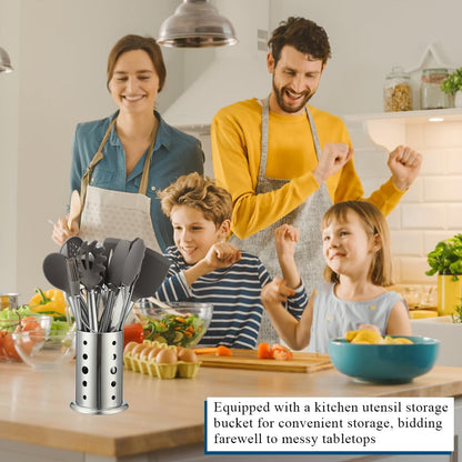 Kitchen Utensils Set,  38 Pieces Non-Stick Silicone Cooking Utensils Set, Spoon Spatula Set with Sturdy Stainless Steel Utensil Holder, Dishwasher Safe6