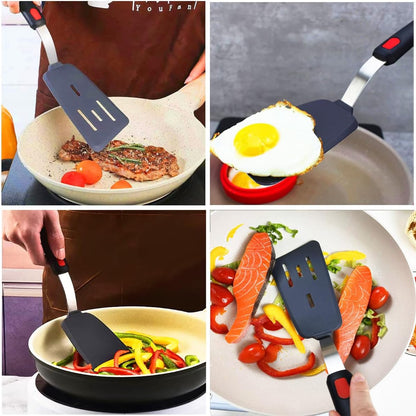 4Pcs Spatula Silicone Heat Resistant Flexible Rubber Silicone Spatulas for Nonstick Cookware, Burger Pancake Spatula Turner Large Spatulas Set for Cooking Kitchen Utensils Set Black2