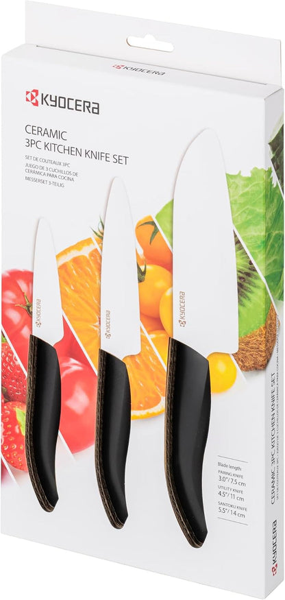 Revolution 3-Piece Ceramic Knife Set – Ultra-Sharp Japanese Cutlery | Made in Japan Non-Reactive Zirconia Blades, Lightweight Design Reduces Hand Fatigue, Will Not Cause Food Oxidation1