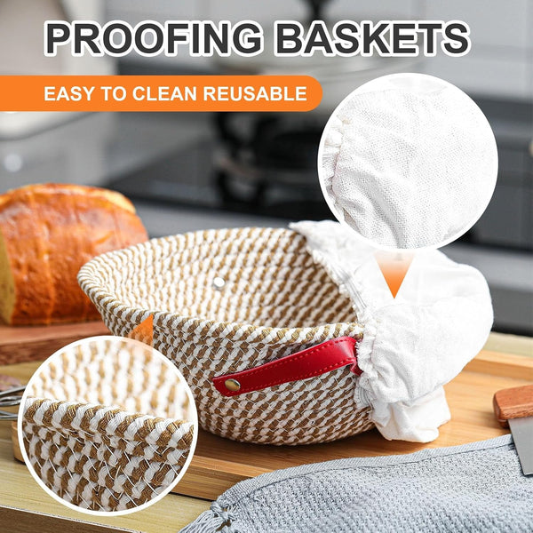 7 Pack Sourdough Bread Baking Supplies Kit Includes Dutch Oven for Bread Baking 5Qt Pan Pot, Bread Proofing Basket, Scoring Lame, Dough Whisk6